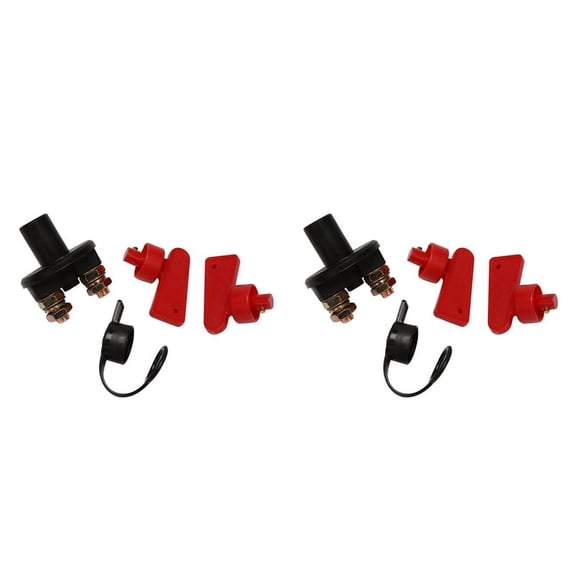 Battery Isolator Disconnect Cut OFF Power Kill Switch for Marine Car Boat RV ATV Vehicles with 4 Keys (Type I 2 Pcs),2 x battery switch 4 x Key 2 x Waterproof cover,black & red