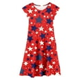 thumbnail image 4 of Child Girl Dresses 4th of July Outfit Girl Red White & Blue Girls' Fashion Girls Short Sleeve Dress American Flag Clothes 6-7 Years, 4 of 5