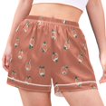 thumbnail image 2 of Women's Satin Pajama Shorts Apple Seamless Pattern with Pockets, Elastic Waist Sleep Lounge Shorts, 2 of 7