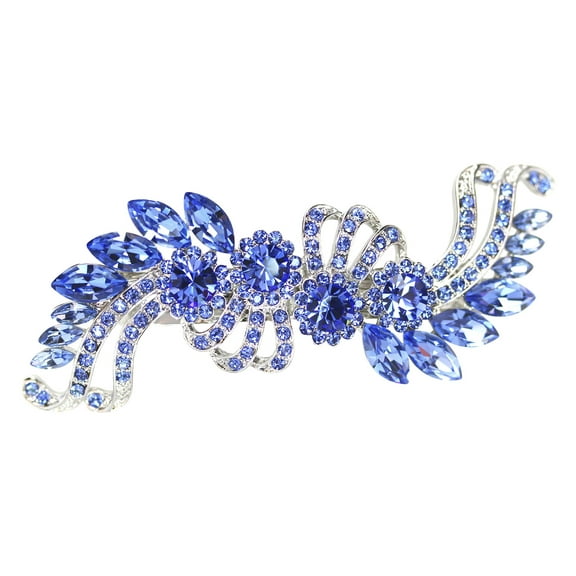Faship Gorgeous Blue Crystal Flower Barrette Clip