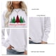 thumbnail image 4 of Camisas navideñas para mujer, cuello redondo, patrón de árbol, fibra de poliéster suave, camiseta de manga larga para mujer, para fiesta, oficina, blanco L, 4 of 5