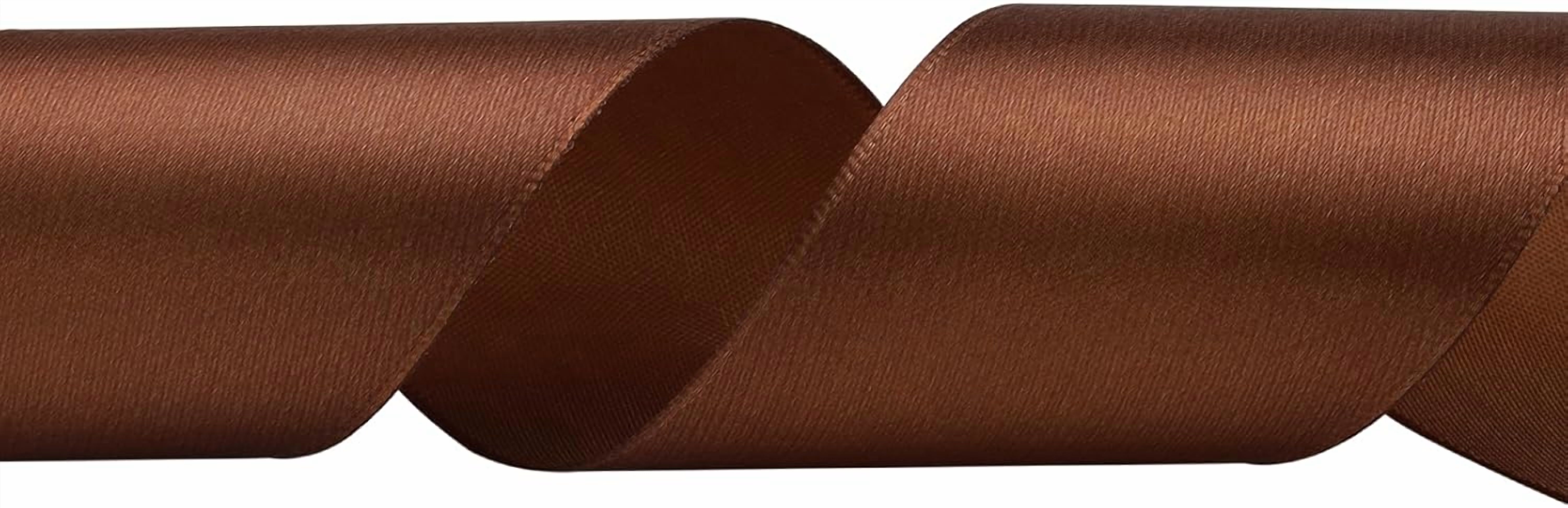 2 inch x 50 Yards Brown Single Face Satin Ribbon Solid Fabric Ribbon for Gift Wrapping Floral Bouquets Wedding Birthday Party Decoration Hair Floral Craft Sewing