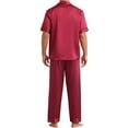 thumbnail image 3 of INSPIRE CHIC Satin Pajamas Set for Men's 2 Pieces Sleepwear Sleepshirt Sleep Pants Casual Loungwear, 3 of 6