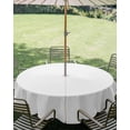 thumbnail image 3 of Outdoor Tablecloth with Umbrella Hole Zipper White Round Tablecloth 60" Waterproof Outside Table Cloth Modern Minimalist Pure Soild Color Patio Table Cover Tablecloths for Picnic Party, 3 of 8