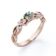 thumbnail image 3 of JeenMata Anillo Compromiso Filigrana Victoriano 7 Piedras 1,75 ct Brillante Redonda Ágata Verde Musgo Veteada y Moissanita Baño Oro Rosa 18K sobre Plata, 3 of 6
