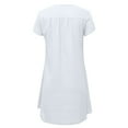 thumbnail image 4 of CHGBMOK Plus Size Womens Solid Color Cotton Linen T-Shirt Dress Summer Short Sleeve Dressy Trendy Casual Midi Dresses, 4 of 6