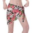 thumbnail image 2 of Wukai Skull and Roses Women’s Short Sarongs Beach Wrap Bikini Bottom Short Skirt Chiffon Scarf for Swimwear, 2 of 4