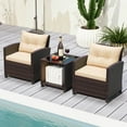 thumbnail image 3 of Yardi Yarda 3 Piece Patio Sofa Set, Wicker Chairs and Coffee Table with Storage, Patio Furniture Set for Outdoor as Yard, Beige, 3 of 11