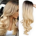 thumbnail image 4 of WEIWEIGG Long Ombre Blonde Wigs for Women, Long Wavy Lace Hairline Middle Part, Synthetic Heat Resistant Wig, Low Shedding for Daily Party, 4 of 8