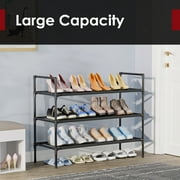 Sakugi 3-Tier Shoe Rack, Sturdy Shoe Organizer, Shoe Shelf Holds up to 16 Pairs of Shoes, Assembled Length, 28 in