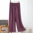 thumbnail image 2 of Shrysg Women's Casual Solid Color Loose Wide Leg Pajama Pants Elastic Waist Lightweight Comfort for All Seasons Purple, 2 of 5