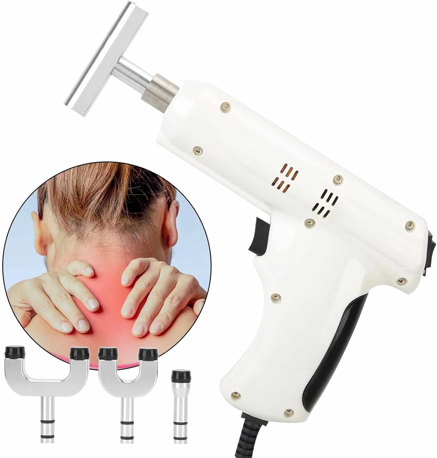 Electric Chiropractic Adjusting Tool, Spine Massager for Muscle Relax Pain Relief New Spinal Back Massage Correction Gun with 4 Massage Heads