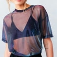thumbnail image 3 of New Thin Round Neck Hollow-out Transparent See-Through Hollow T Shirt Short Sleeve Shirt Mesh Laser Mesh T-Shirt L COLOR 2, 3 of 8