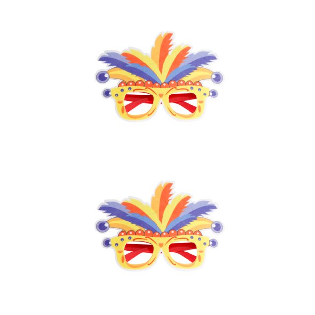 Guardoinrt Bricolage Monture de Lunettes Plume Couleur Vive Lunettes de Carnaval Bal Scène Performance Robe Fête Fournitures Lunettes Plume clown 2 Ensembles