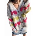 thumbnail image 2 of Women'S Love Floral Pattern Front Button Down Cardigan Fall Winter Casual Long Sleeve V-Neck Sweater for Women Gray S, 2 of 10