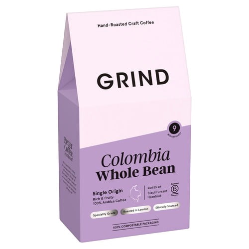 Grind Colombia Single-Origin Whole Bean Coffee 200g, British Import (Pack of 2)