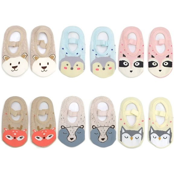 TELOLY Newborn Socks 0-3 Months Preemie Socks Baby Girl Non Slip Baby Socks Cartoon Non-Slip,Multicolor Baby Socks Newborn,14