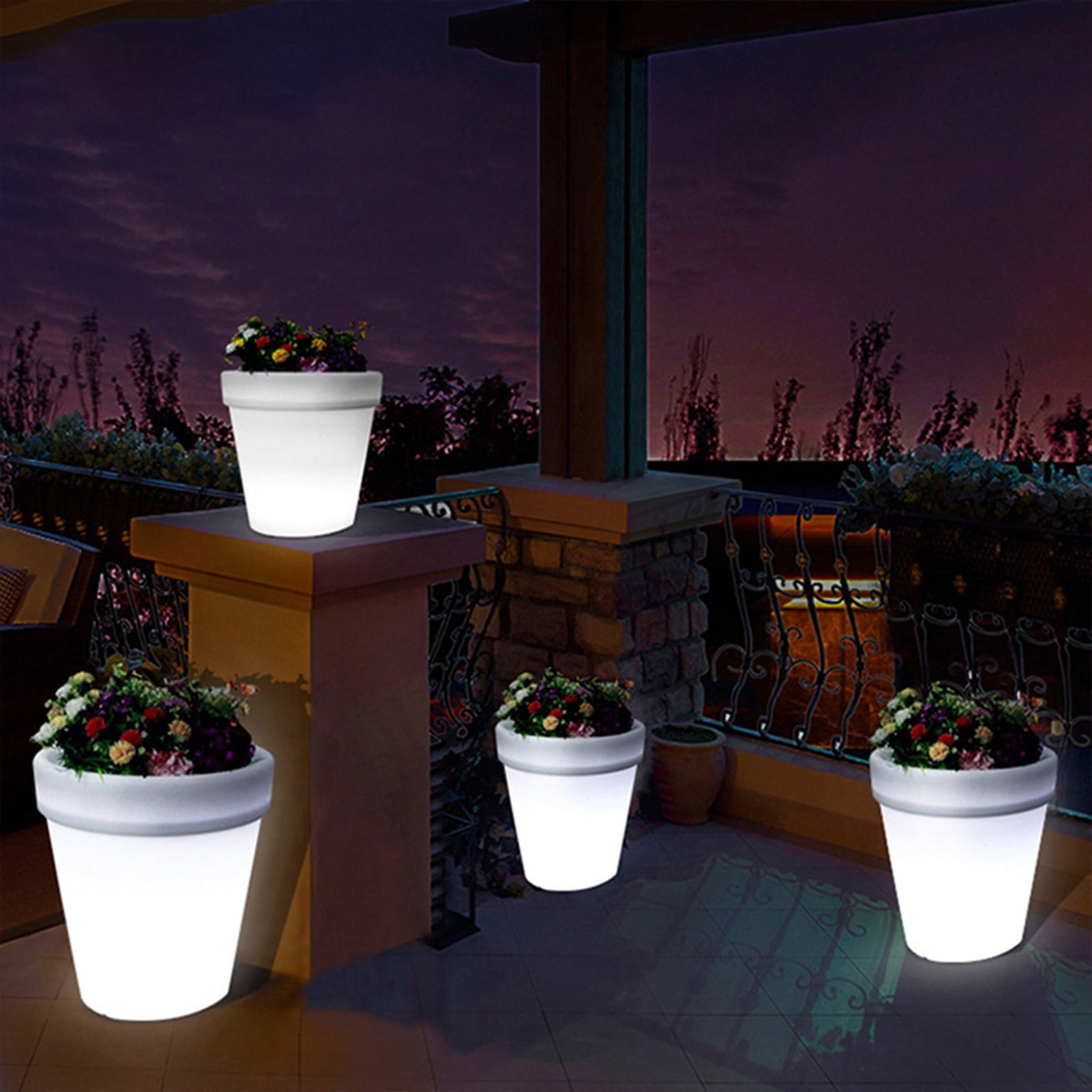 Under $10 Plastic Solar LED Lighted Flower Pots for Outdoor,Garden Landscape Lamp Lighting Flower Pot, Solar Garden Decorative Lights with Planters - 6-12 Hours Working Time, IP65 Waterproof