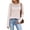 Beige #002, variant on Women's Waffle Knit Tops Long Sleeve Crochet Lace Crew Neck Slim Fit Fall Casual Pullover Shirts, 2XL