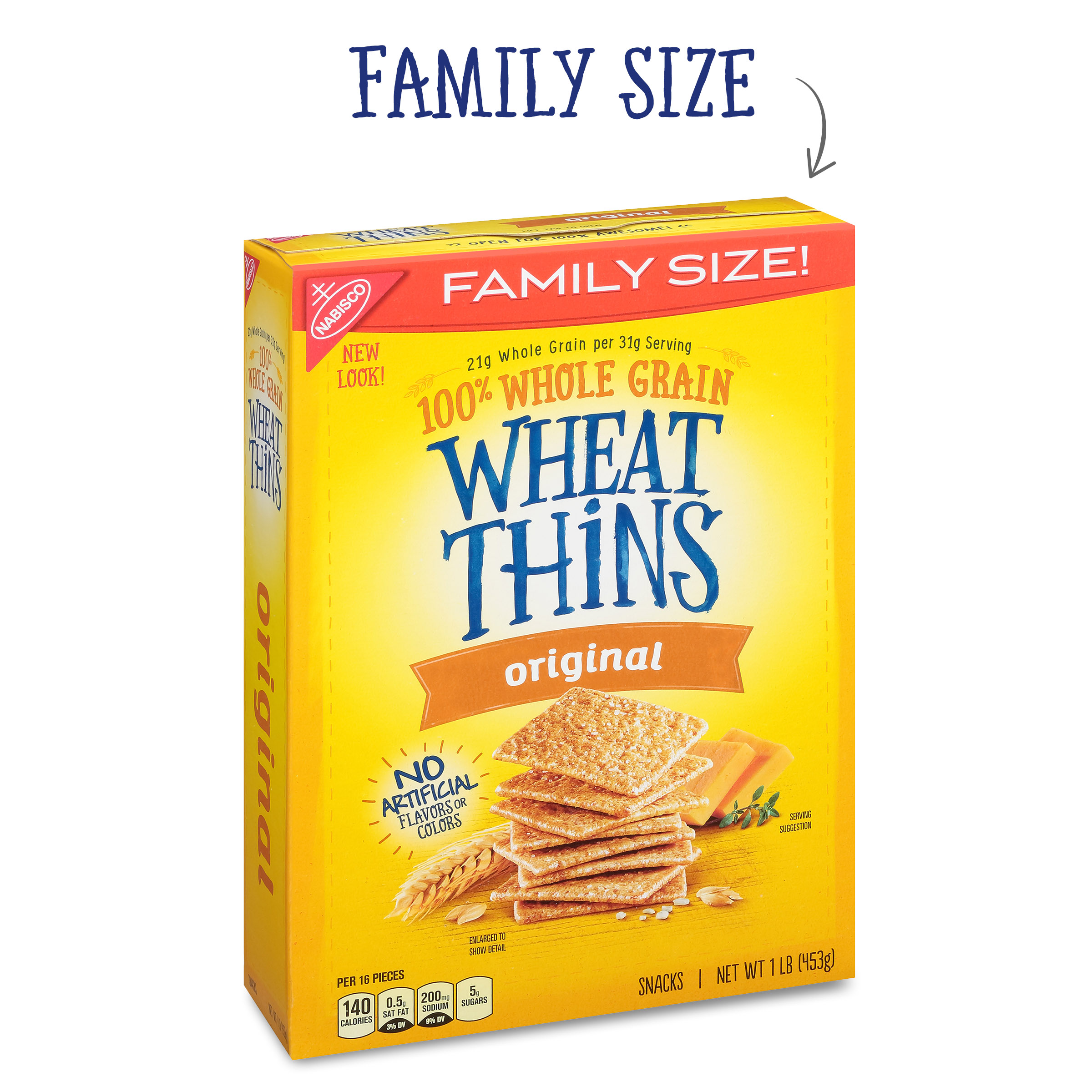 Wheat Thins Original Whole Grain Wheat Crackers, Family Size, 16 oz - image 3 of 16