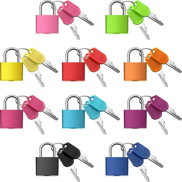 10 Pieces Suitcase Locks With Keys, Metal Padlock Luggage Padlock Small Multicolor Padlock Keyed Padlock For School Gymnasium Classroom Assorted Set