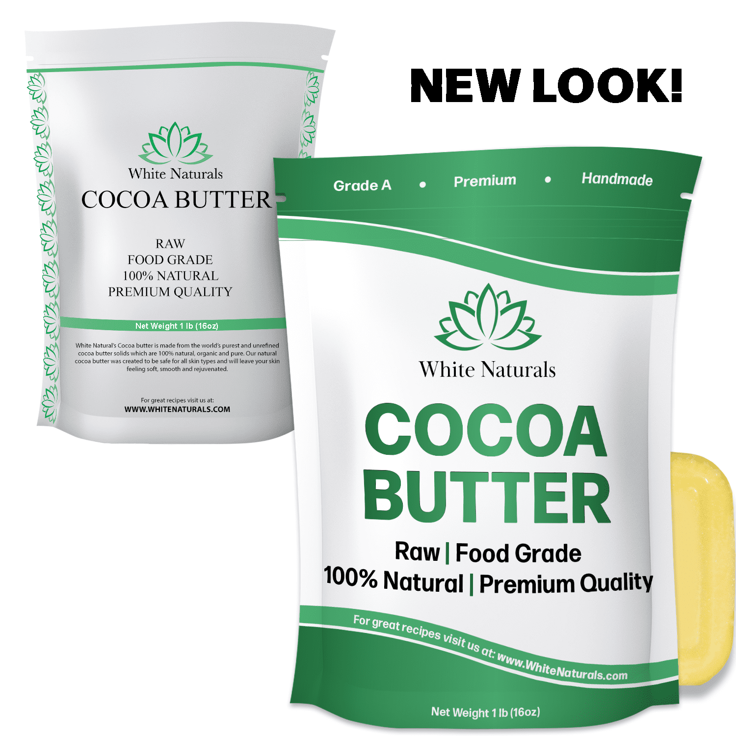 GREENandORGANIC Raw Organic Cocoa Butter - 2lb Unrefined, Cold Pressed, 100% Pure Cacao Butter