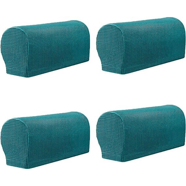 Xiao Hua 4 fundas elásticas para reposabrazos a cuadros, de color liso, antideslizantes, para sillas, sofás, sillones, reclinables, con pasadores giratorios, color azul A