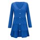 thumbnail image 3 of Vestido de mujer Vestido de manga larga con cuello en V Mezcla de algodón Ropa informal Botón Ropa plisada, Azul, XXL Methold AP003993-11, 3 of 5