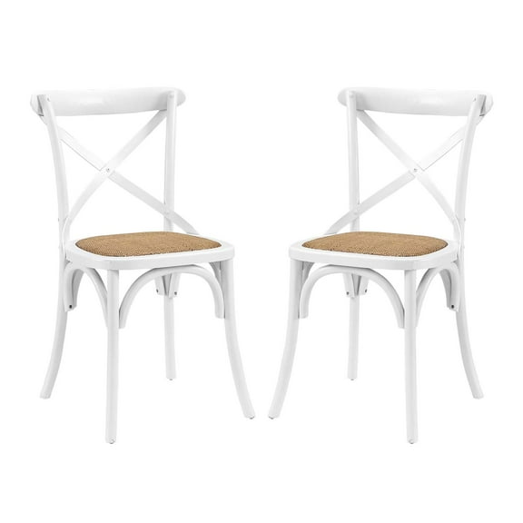 Modern Contemporary Urban Design Dining Kitchen Room Side Chair, Set of Two, Wood, White