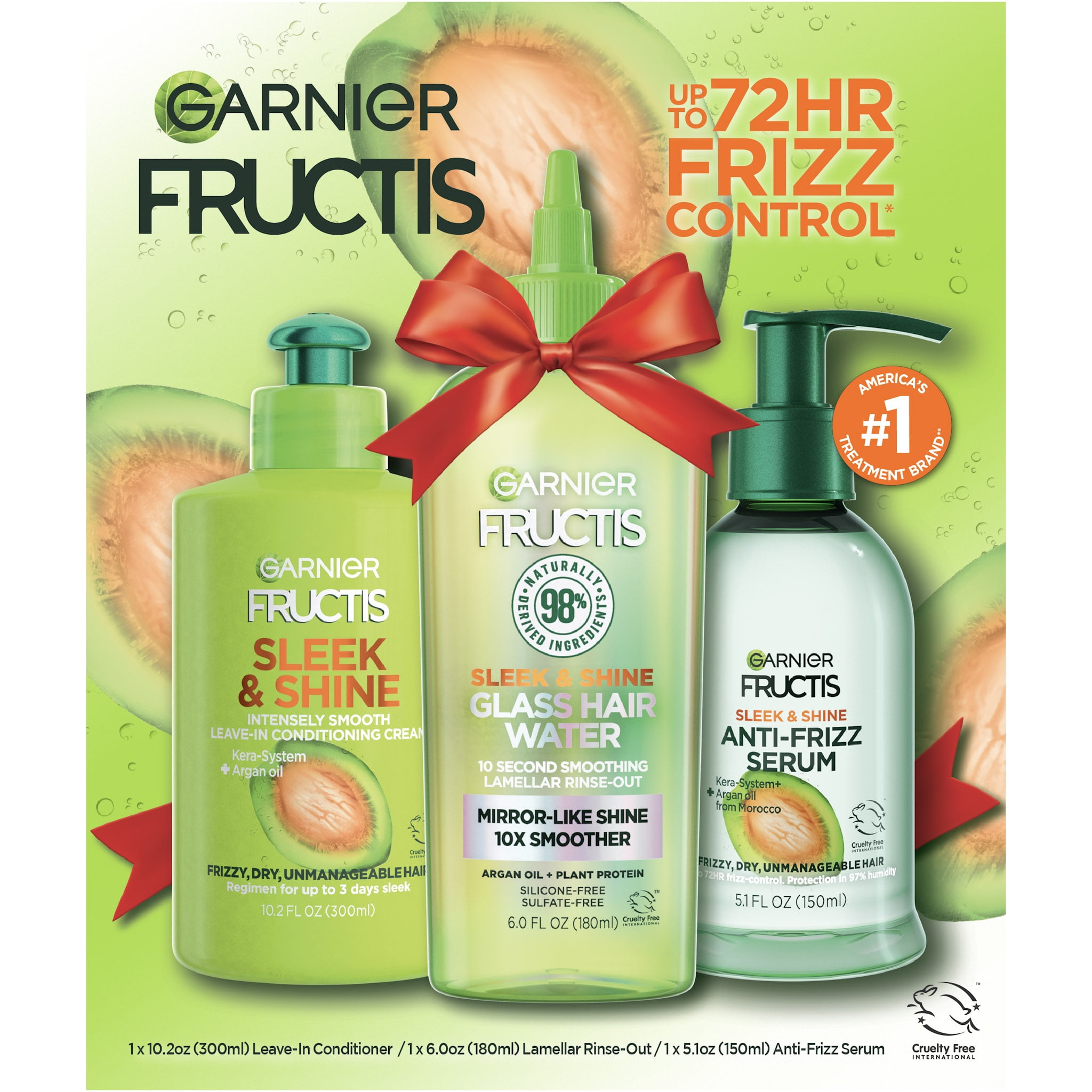 ($18 Value) Garnier Fructis Sleek & Shine Three Piece Treatment Holiday Gift Set, 1 Kit