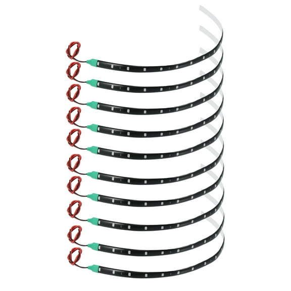 10 Pcs Universal Interior LED Strip Light 12V Flexible Waterproof Underglow Lights for Vehicles Motorcycles Green Lights