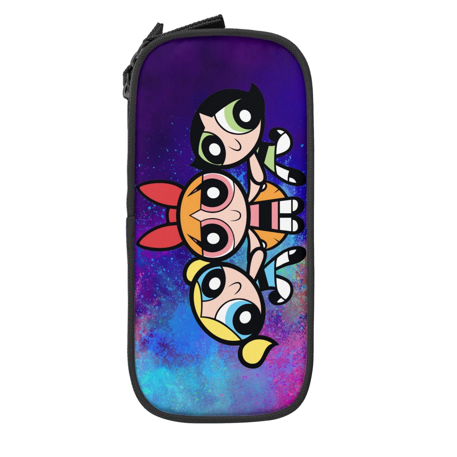 The Powerpuff Gi-rls Pencil Case Large Capacity Pencil Pouch Penbag Office Stationery Organizer Travel Makeup Bag Black