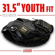 Franklin Sports Field Master Baseball Catchers Mitt, 31.5 in, Black/Gold, Right Hand Throw