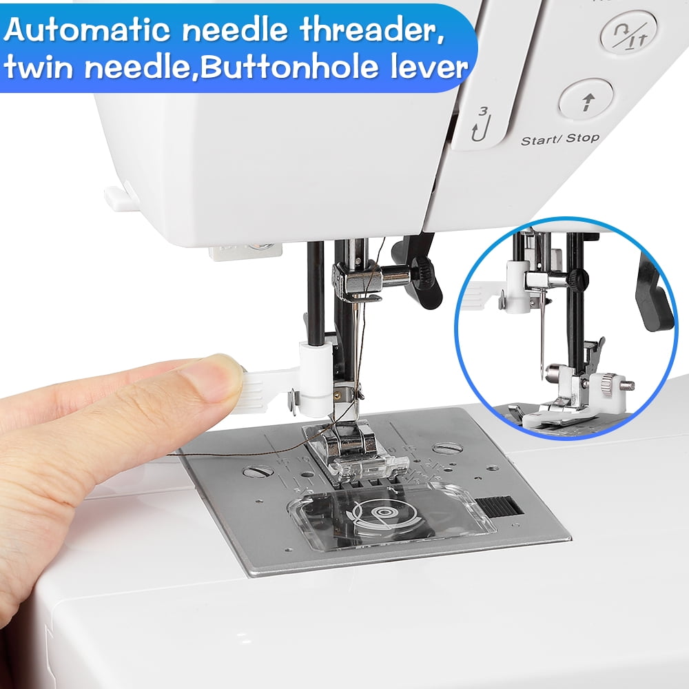 Uten Computerized Sewing Machine with 200 Unique Built-in Stitches, Portable Sewing Machine with LCD Display for Home DIY & Crafting, Includes Free Arm, Foot Pedal, 5 Quick-Change Presser Feet