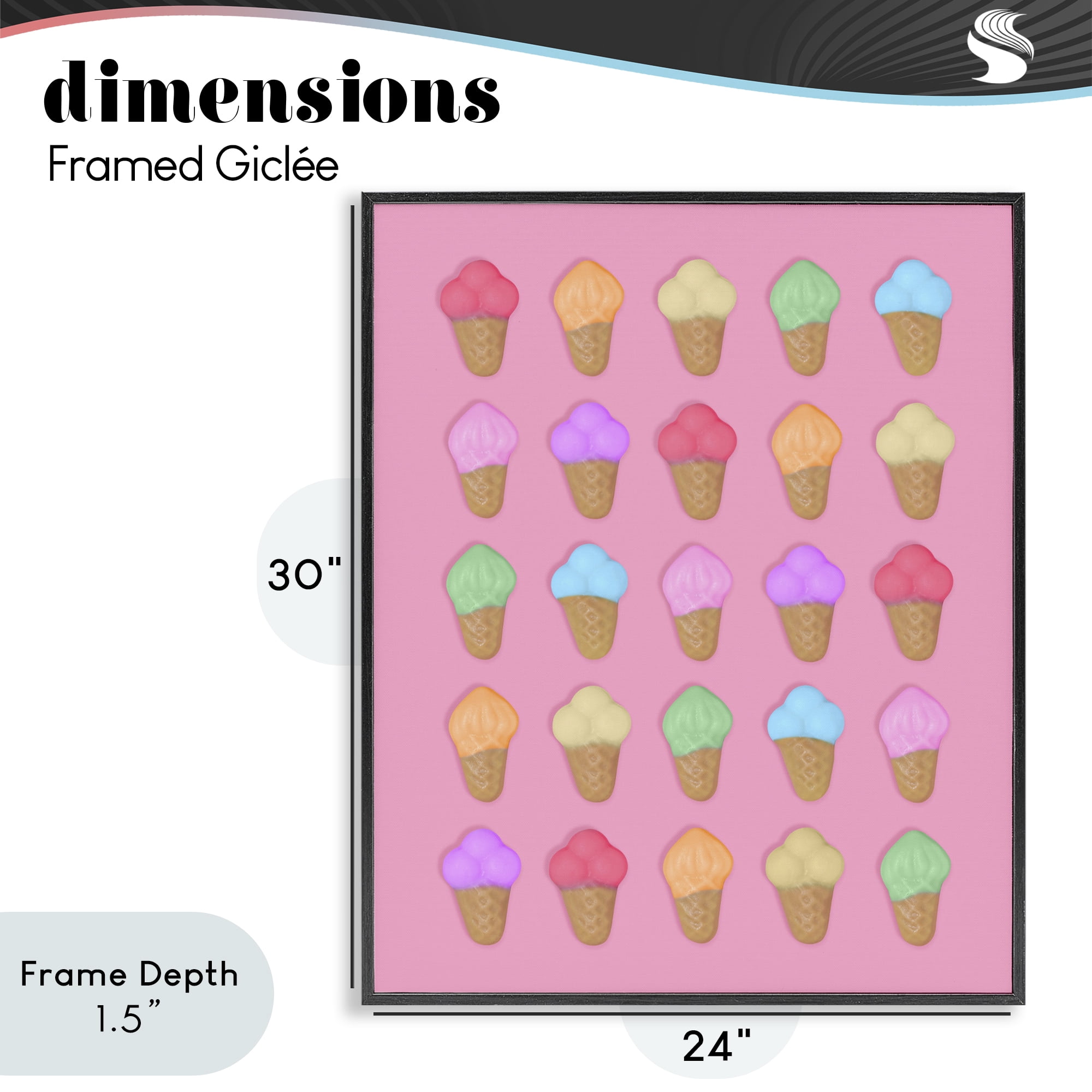 Stupell Industries Ice Cream Candies on Pink Black Framed Giclee Art, design by LISH Creative
