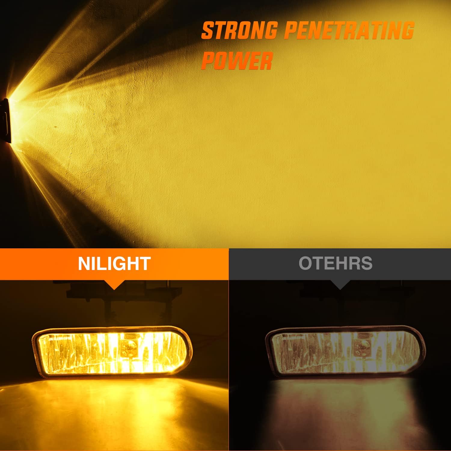 Nilight Fog Light Assembly for 1999-2002 Chevy Silverado & 2000-2006 Suburban Left/Right Amber Lens DOT Compliant