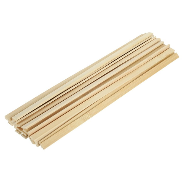 30 PCS Natural Bamboo Sticks for Crafts, 11.8 Inch Unfinished Wood 0.39 Inch Square Natural Wood Slats for DIY Crafts Furniture Model Making