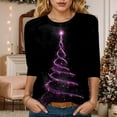 thumbnail image 2 of Dmsael Christmas Shirt Women Christmas T Shirts Women 3/4 Length Sleeve Women Tops Cute Chrismas Tree Graphic Tees Holiday Crew Neck Xmas T-Shirts Fall Tunic Top Black,L, 2 of 4