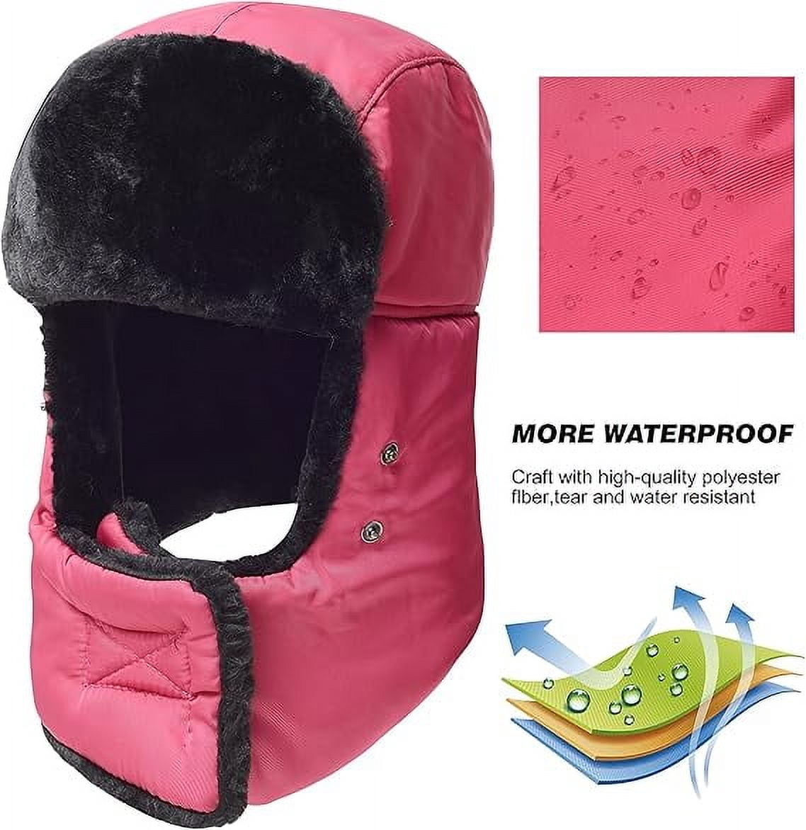 Winter Ski Hat with Winter Ear Flap and Ski Windproof Mask Red