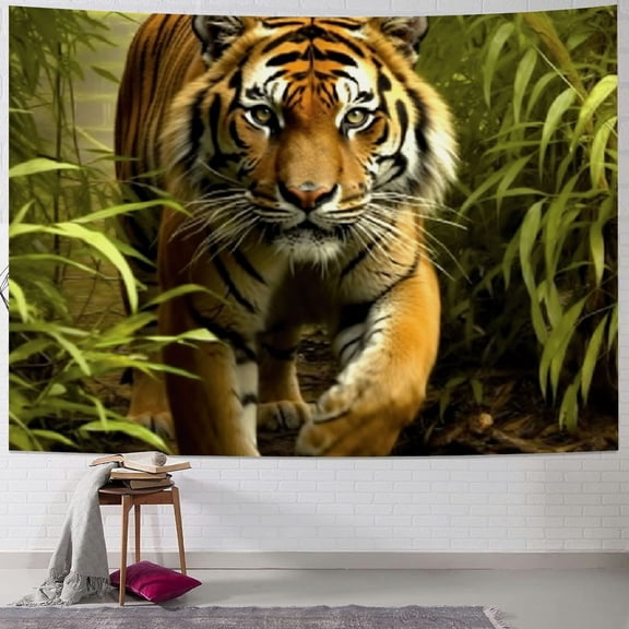 PRATYUS Tiger Bamboo Forest Tapestry Jungle King Animals Wall Hanging Tapestry for Bedroom Living Room Dorm Man Cave Background 40x30inch