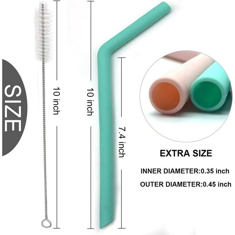 The Silicone Straw, 6 Food-Grade Silicone Straws, BPA Free, Thick
