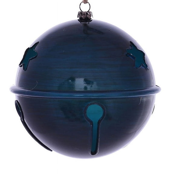 Vickerman 4.75" Midnight Blue Wood Grain Bell Christmas Ornament, Set of 4