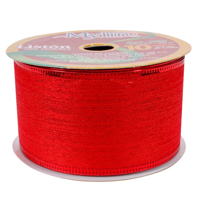 Listón Rojo Metálico de Decoracion Navideña 10m Mylin
