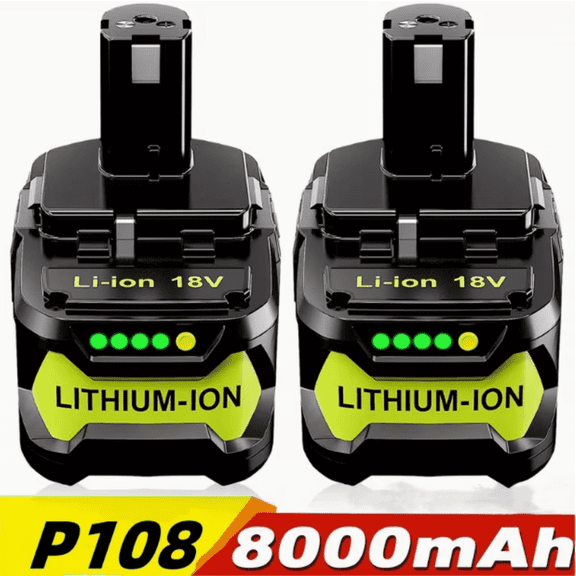 2Pack Upgraded 8.0Ah Replacement for Ryobi 18V Battery Lithium Compatible with Ryobi 18 Volt Battery ONE  Plus P102 P103 P104 P105 P106 P108 P109 P190 PBP002 PBP005 RB18L50 BPL1820 Tools