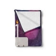 thumbnail image 2 of 21st Birthday Soft Flannel Fleece Blanket, Happy Birthday Words with Stars on Abstract Tones of Pink Inspired Image, Cozy Plush for Indoor and Outdoor Use, 50" x 70", Eggplant Purple, by Ambesonne, 2 of 5