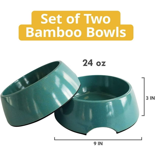 American Pet Supplies Dog Bowls, Set of 2 Bamboo Bowls for Puppies and Dogs, 24 Oz, Pacific Blue