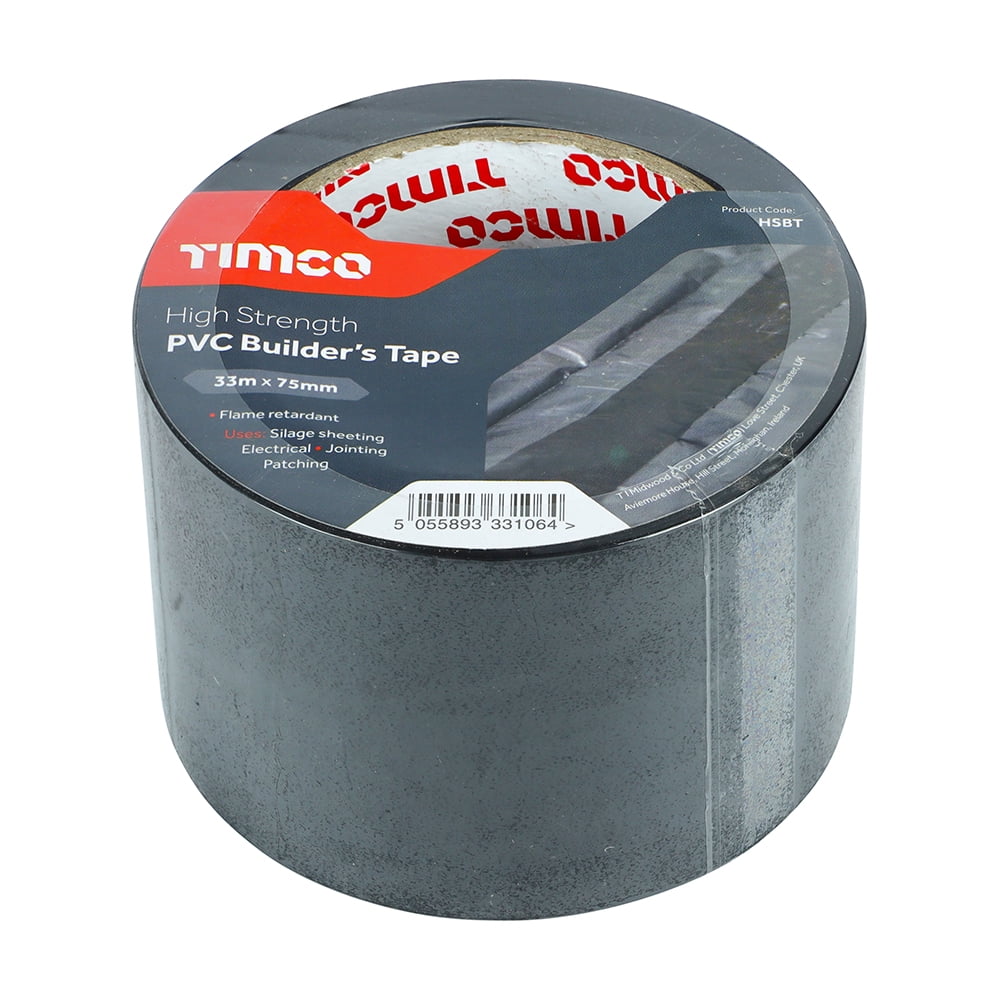 Timco - High Strength PVC Builder's Tape (Size 33m x 75mm - 1 Each)