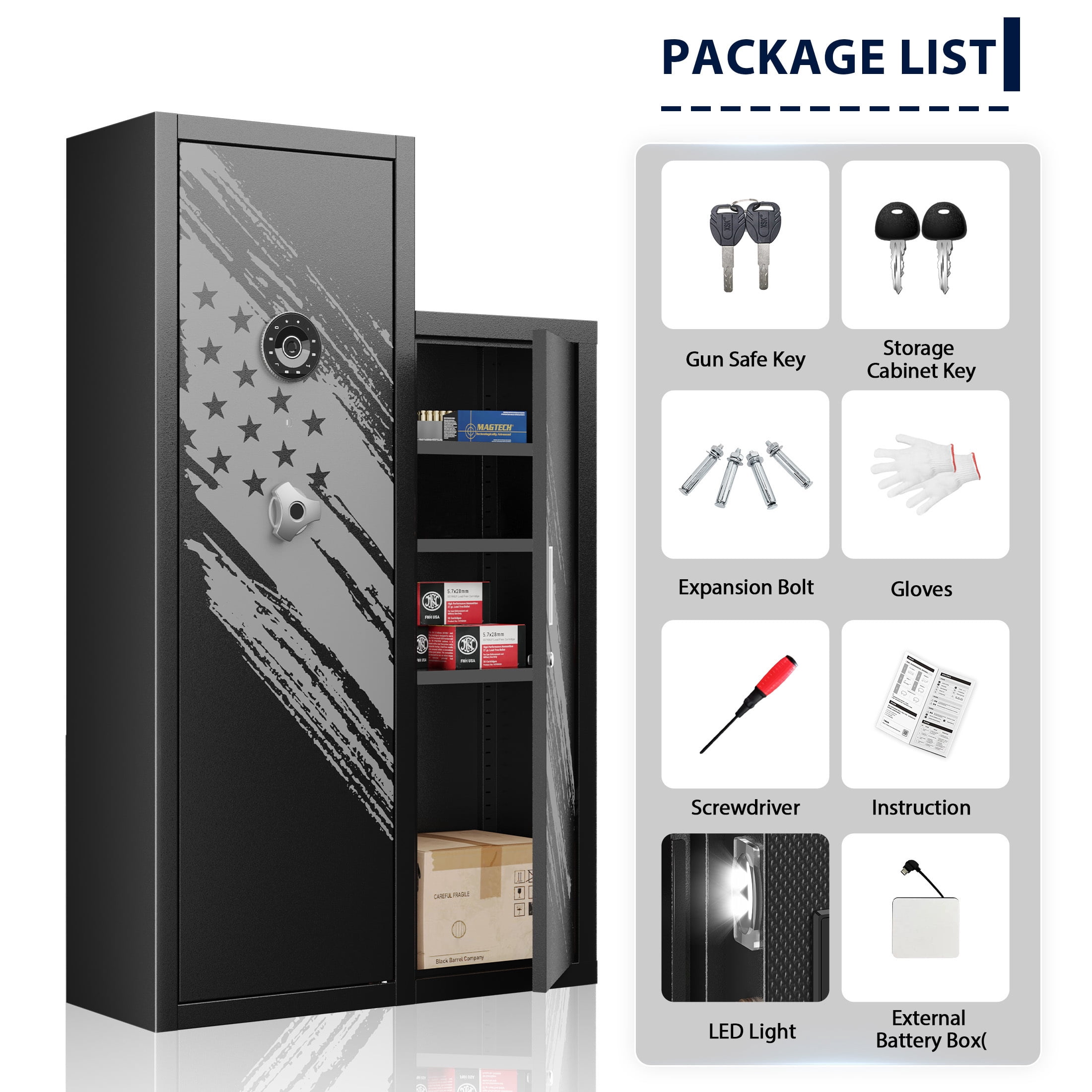 KAER 8-10 Gun Safe, Large Gun Safe for Rifle and Pistol, Assembled