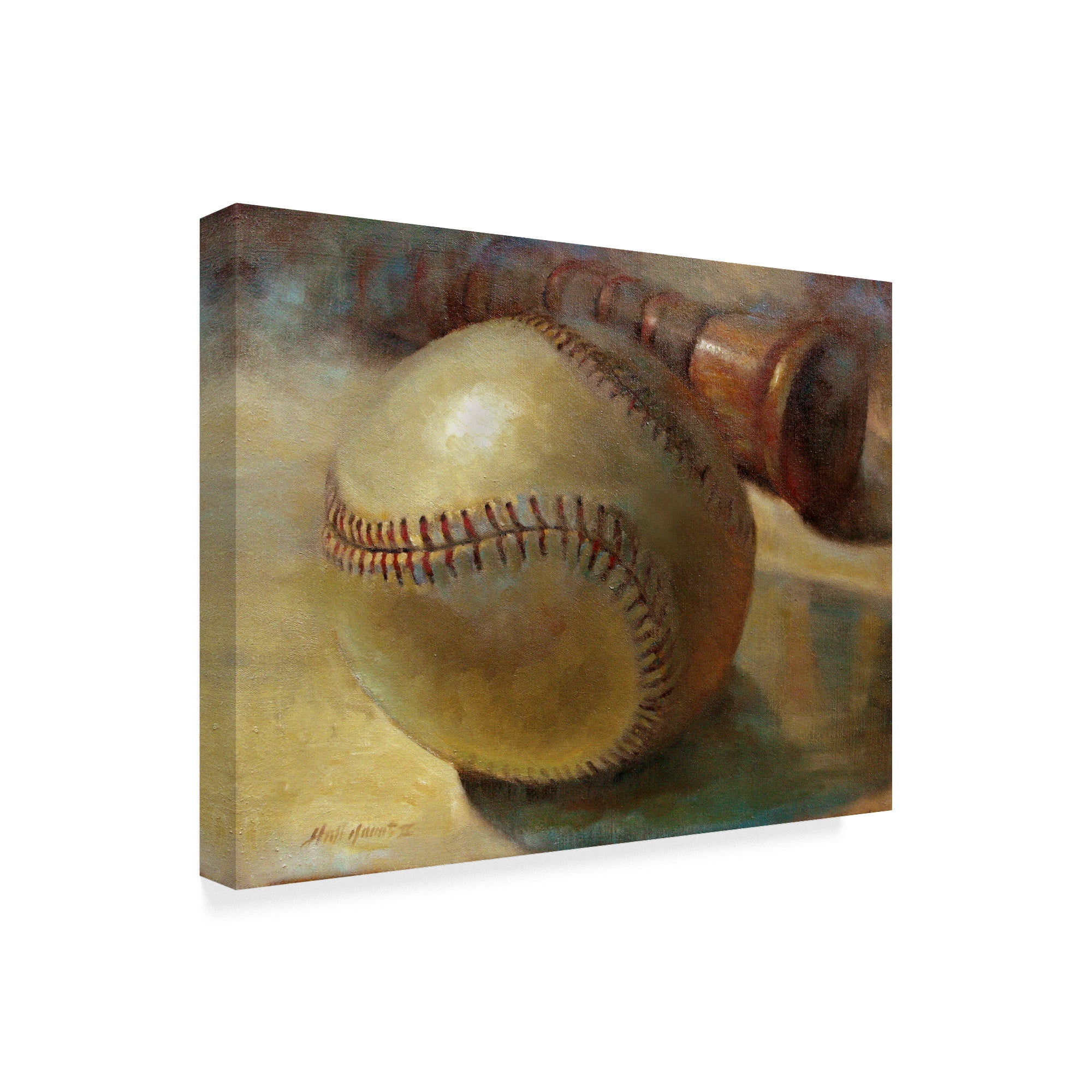 Trademark Fine Art 'Baseball With Bat' Canvas Art by Hall Groat Ii