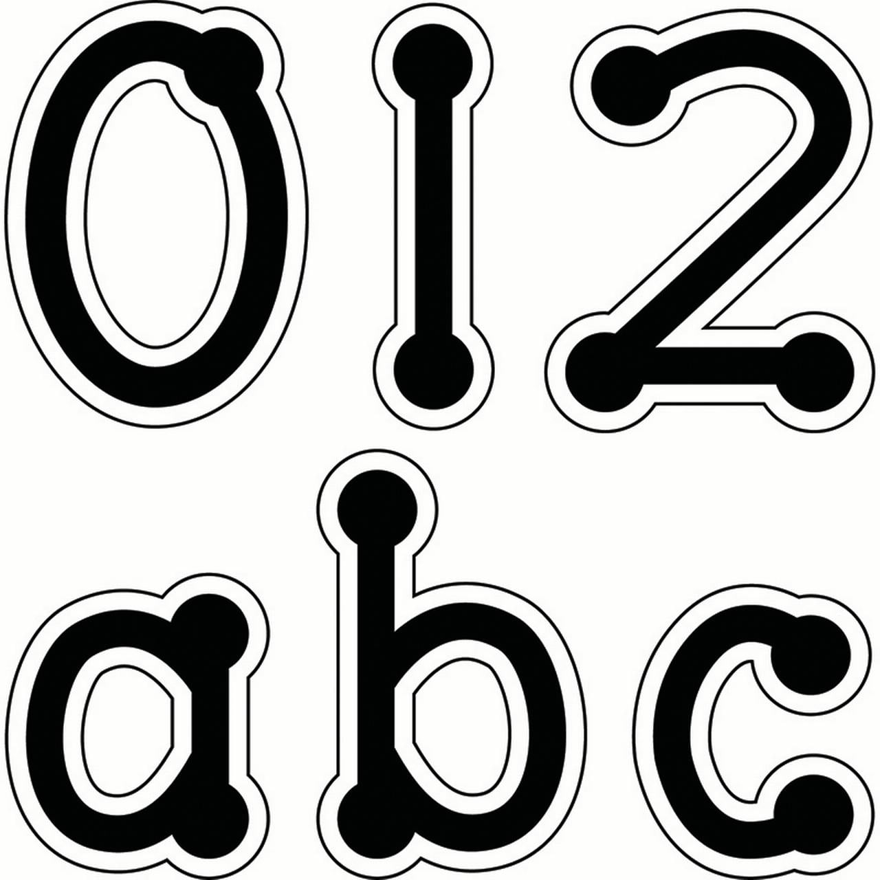 BLACK DOTTODOT LOWERCASE LETTERS STICKERS